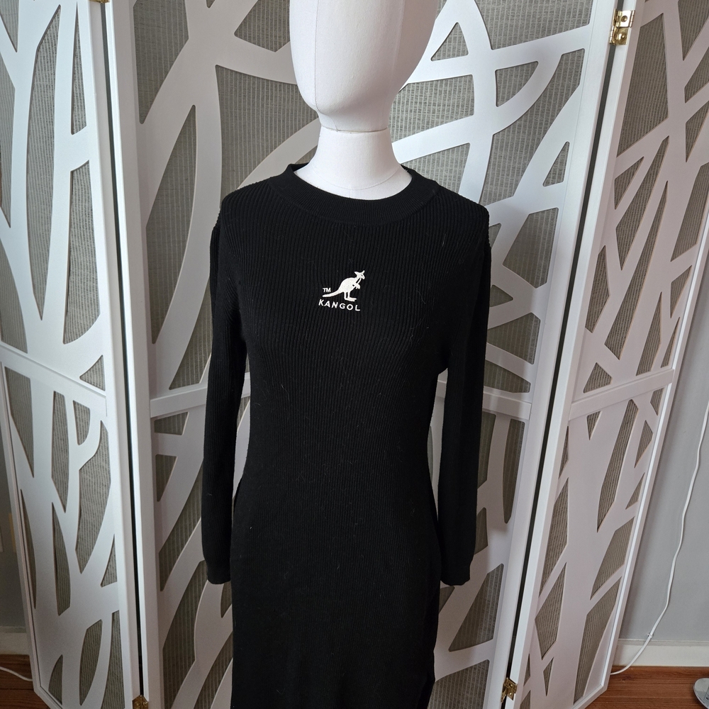 Kangol X H&M Black Ribbed Knit Sweater Dress